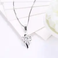 Zilveren bloem met zirkoon hanger ketting mode-sieraden accessoires