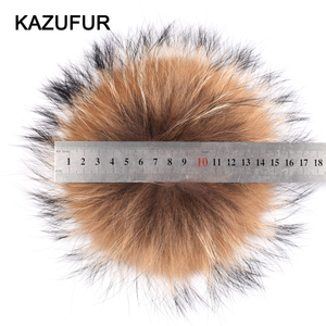 Fur Pom Poms KAZUFUR Hot Sale Raccoon Fur Pom Poms Raccoon Fur Ball Fur Pompoms Raccoon