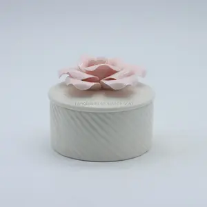 Simples e moderno branco pequenos presentes de cerâmica caixa de jóias rodada