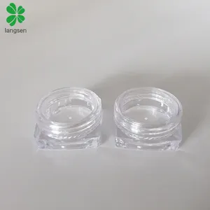BPA ücretsiz küçük boyutu 2 g/gram/2 ml kare şekli şeffaf plastik kozmetik kavanoz pot, 2g kozmetik konteyner krem, losyon, toz - Product Image 1