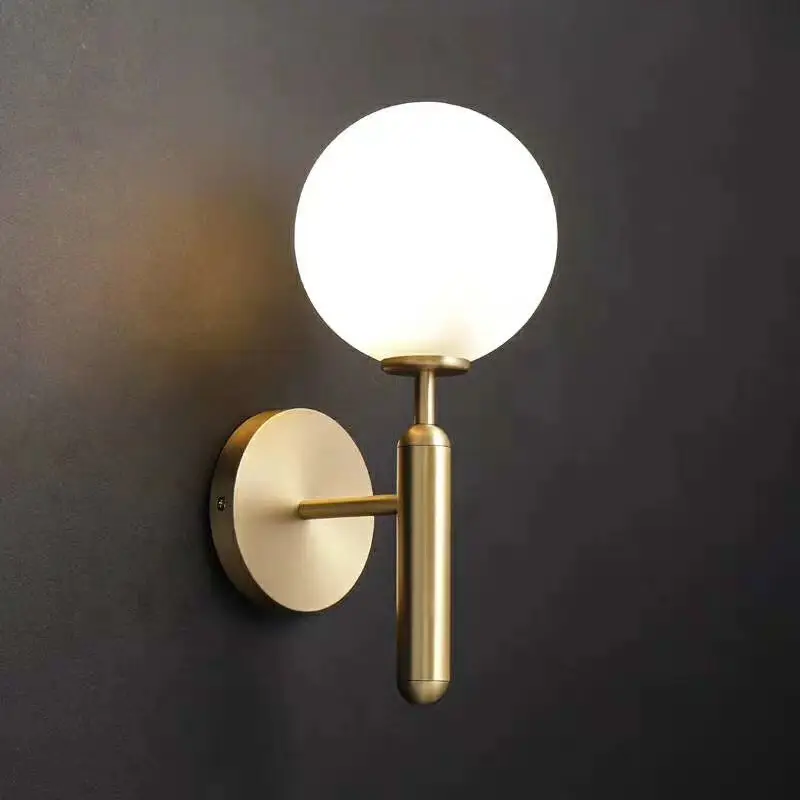 Hotel indoor decorative gold black metal modern led glass wall sconce