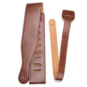 Cheap price brown color leather guitar strap for custom wholesale
