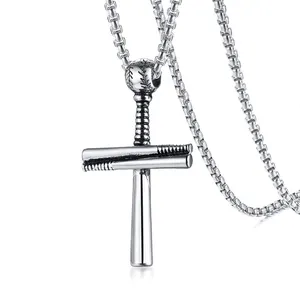 Винтажное Спортивное мужское ювелирное изделие, ожерелье из титановой стали с Бейсбольным крестом