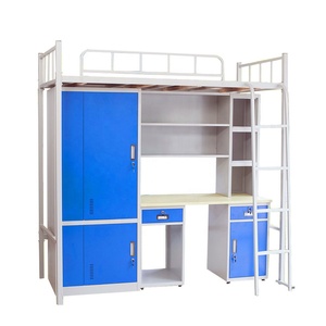 Mobili per la casa letti a castello con scrivanie e armadietti in un acciaio in metallo loft in un dormitorio della scuola - Product Image 1