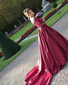 Nuovo Prodotto Medio Oriente Long Trail Principessa Personalizzata Abito Da Sposa Rosso - Product Image 3