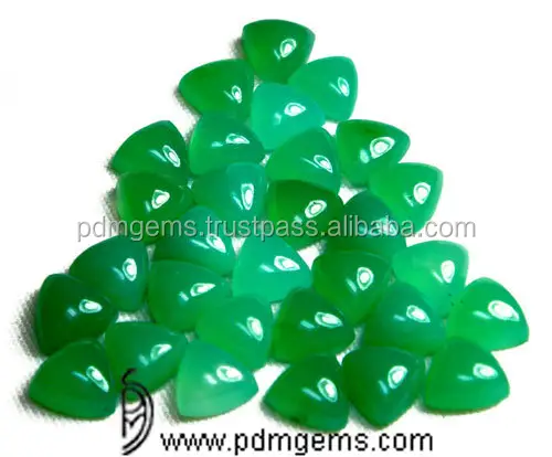 Chrysoprase Trillion Shape Free Size Smooth Cabochon Gemstone Lot India Manufacturer High Quality High Grade Loose Green Stone