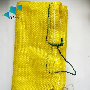 PP oyester mesh bag für Schalentiere gelbe Farbe 50*80cm röhrenförmiger Mesh-Zwiebel beutel für Brennholz kunden spezifischer Fabrik preis