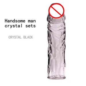 Goede kwaliteit soft crystal penis sleeve condoom voor mannen sex toy
