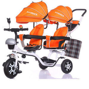 Tricycle deux roues pour enfants de 2 ans, siège doubles, pour jumelles, siège <span class=keywords><strong>b</strong></span>é<span class=keywords><strong>b</strong></span>é, avec deux places/poussette - Product Image 5