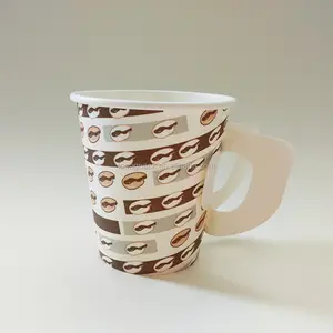 7oz 손잡이를 가진 뜨거운 음료 종이 커피 잔, 커피 종이컵을 위한 원료, 테이크아웃 뜨거운 음료 종이컵