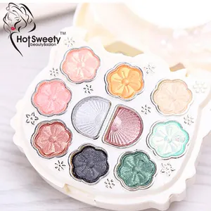 Cute eyeshadow palette private label case makeup kit with eyeshadow and compact powder blush lipgloss cosmetics