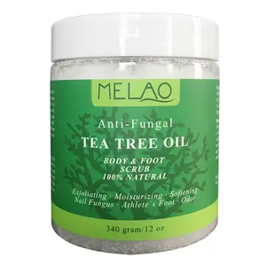 MELAO 有机身体足部去角质天然茶树油抗真菌美白霜凝胶去角质磨砂膏 340g