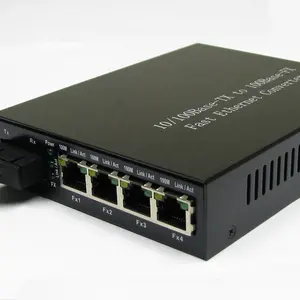 10/100M Media Converter with 1 Fiber Port 4 RJ-45 Ports 850nm 550m MM SC fiber optical media convertor
