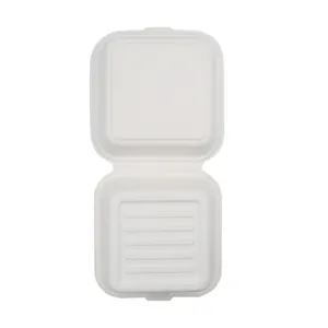 Bagasse Disposable Eco-friendly Disposable Sugarcane Bagasse Pulp Food Container 500ml 1 Compartment Clamshell