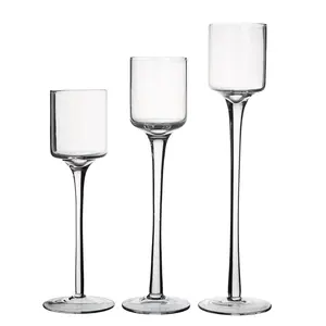 उच्च गुणवत्ता ग्लास टेबल tealight मोमबत्ती धारक/कुरसी ग्लास tealight मोमबत्ती धारकों सेट/लंबे समय से उपजी ग्लास मोमबत्ती धारक