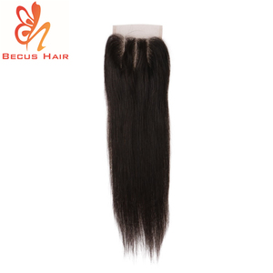4x4-pelo alineado con cutícula virgen de <span class=keywords><strong>tres</strong></span> partes, cierre frontal de encaje con mechones, tupé natural y recto, cabello humano para mujer - Product Image 3