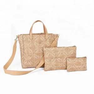 China supplier imported portugal cork bag lightweight eco-friendly cork handbag unique embossed cork tote bag shopping bag