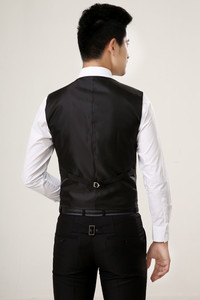 OEM ODM Rompi Setelan Pabrik Profesional Rompi Rompi Hitam Elegan Mode Kustom Rompi Bisnis Poliester untuk Pria - Product Image 3