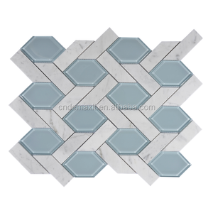 Gris <span class=keywords><strong>salle</strong></span> <span class=keywords><strong>de</strong></span> bains carreaux <span class=keywords><strong>de</strong></span> mosaïque hexagone maille monté mosaïque <span class=keywords><strong>de</strong></span> verre tuile - Product Image 5