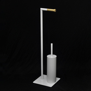 Escobilla de baño de hierro forjado con diseño de rama blanca y portarrollos de papel - Product Image 2