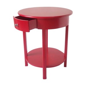 Mesita de noche moderna con pata de madera Mdf, mesita de noche roja y redonda de lujo, 55x55x65cm, <span class=keywords><strong>1</strong></span> cajón - Product Image 2