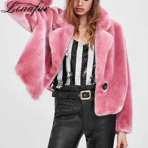 Winter Warm Pink Soft Artificial Mink Fur Coats Manmade Mink Fur Jacket Coat High Quality Faux Fur Jacket for Women