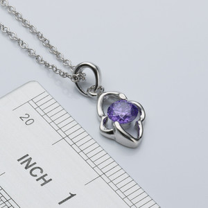 Mode bijoux usine <span class=keywords><strong>Blanc</strong></span> <span class=keywords><strong>or</strong></span> plaqué Femmes de Foulard <span class=keywords><strong>Solitaire</strong></span> violet zircon Fleur Pendentif collier - Product Image 2
