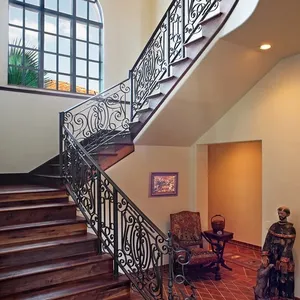 Residential new house baluster design wrought iron stair railings/handrails indoor prefab stairs railing