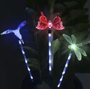 3 LED Solar Butterfly Dragonfly Hummingbird Lampu Taman Lampu Outdoor Jalur Rumput Halaman Dekorasi Lampu