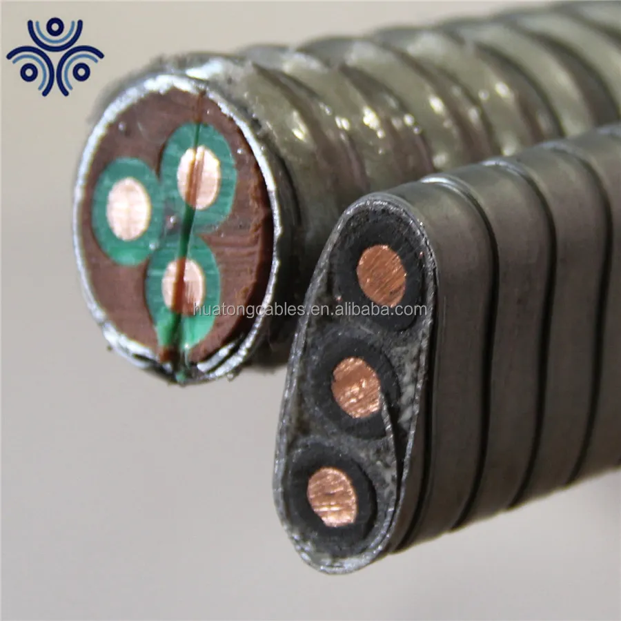 5KV آبار النفط شقة مضخة طرد مركزي كهربائية كابل النفط الحقل ESP كابل 3 * 4AWG 3 * 2AWG