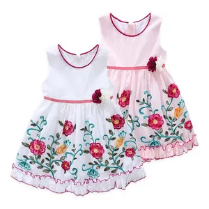 Toptan sevimli bebek kız bebek elbiseleri 2 yaşındaki kız elbise kolsuz kısa kollu polyester pamuk rahat kızlar elbiseler