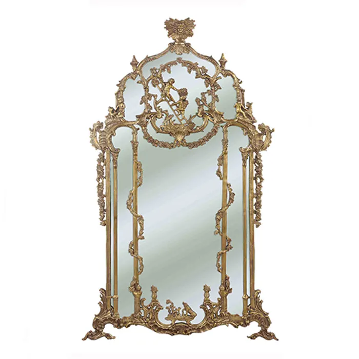 BF08-SJ100017 Cermin Dinding Emas Barok Gantung Kaca dan Tembaga Mewah Dekorasi Antik Reproduksi Eropa Indah