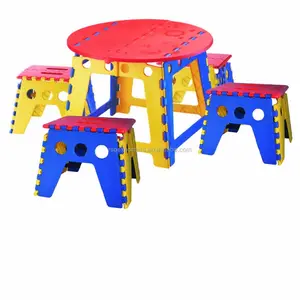 热卖质量好4pcs塑料儿童折叠桌和凳子集