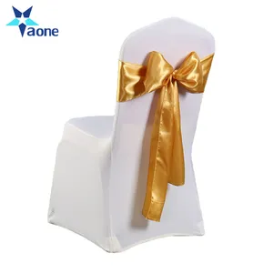 New design pre tied bowknot chair back decor elastic satin chair sashes wedding decorations
