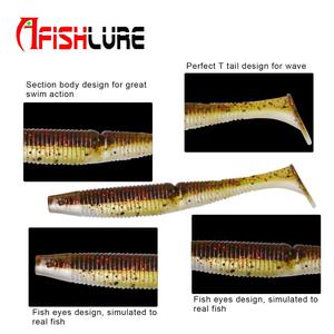 Afishlure isca 12cm14cm um saco Isca De Pesca Paddle cauda isca macia T-Cauda Maggot <span class=keywords><strong>Swimbait</strong></span> Equipamento De Pesca Isca Suave