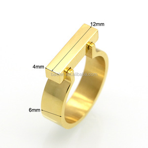 <span class=keywords><strong>Bague</strong></span> classique en acier inoxydable, forme de <span class=keywords><strong>fer</strong></span> <span class=keywords><strong>à</strong></span> <span class=keywords><strong>cheval</strong></span>, anneau plat, marque, punk, <span class=keywords><strong>bague</strong></span> d'amour, couleur or, forme carrée, pour femmes - Product Image 2