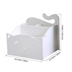 Large White montar Cute Cat Smile Face organizador de escritorio, control remoto / pen lapiz / Cosmetic titular Caddy de almace - Product Image 2