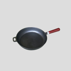 Venta al por mayor presazonadas vegetales Frypan utensilios de cocina redonda antiadherente de hierro fundido sartén con mango de madera - Product Image 5