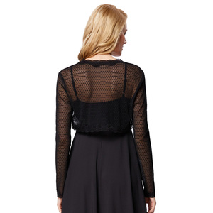 BP femmes Semi Transparent À Manches Longues Ouvert Avant <span class=keywords><strong>Noir</strong></span> Haussement D'épaules Boléro BP000534-1 - Product Image 2