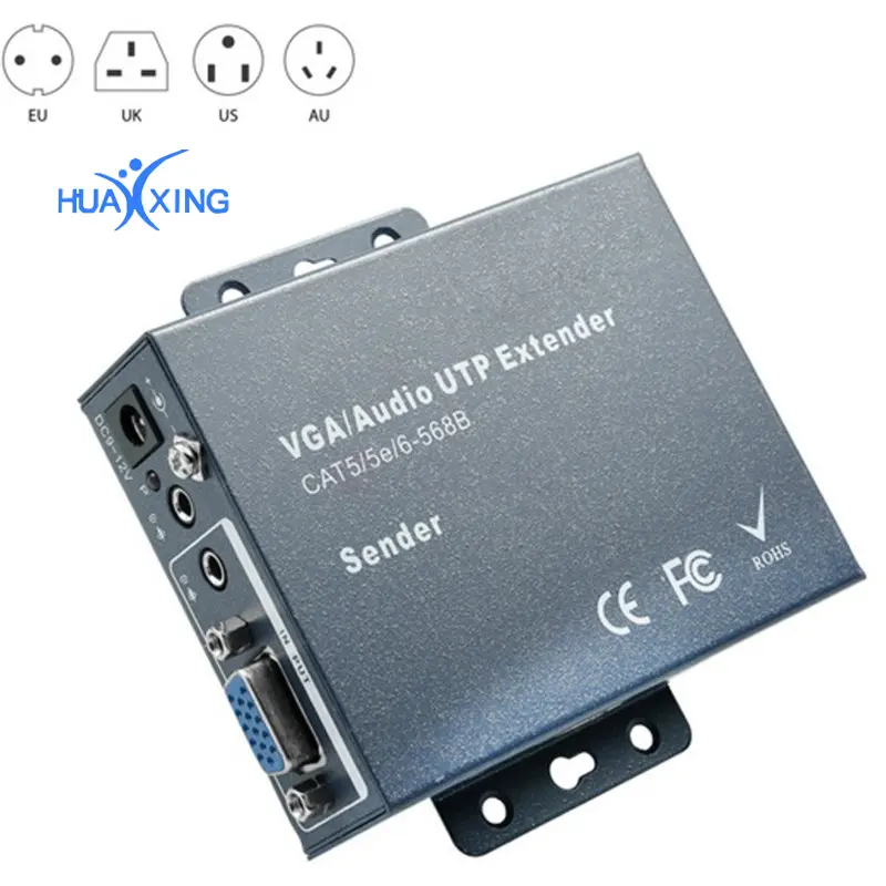 IP Jaringan 1000ft VGA USB KVM Extender Lebih Cat5/5e/6 Kabel 1080 P Keyboard Mouse KVM Extender VGA Audio Transmitter Hingga 300 m