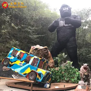 Modèle animatronique de dinosaure T-rex personnalisé pour parc d'attractions, décoration pour 5 personnes, mordant une voiture jeep, <span class=keywords><strong>prix</strong></span> de vente - Product Image 1