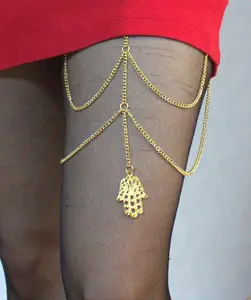 New Women Gold Thigh Leg Chunky Metal Chain Garter Strand Fashion Body Jewelry