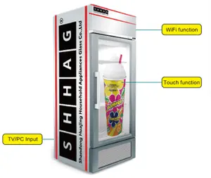 Geladeira com tela lcd transparente usb hdmi vga e função wifi