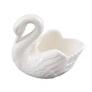 Ceramic Ornaments White Swan Flower Planters Creative Plant Pots for Home Decoration