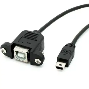 Alta qualidade personalizado multifunções data cabo de alimentação Mini 5p Masculino para USB 2.0 Tipo B Feminino Painel Impressora Mount Cable para computador