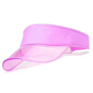 Cappello visiera parasole uv trasparente in pvc trasparente di alta qualità con visiera personalizzata in tinta unita