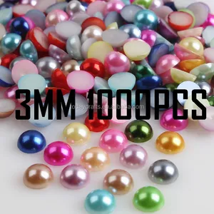 中国珠制造商批发 3毫米圆形平背人造珍珠珠，人造塑料珍珠珠散装