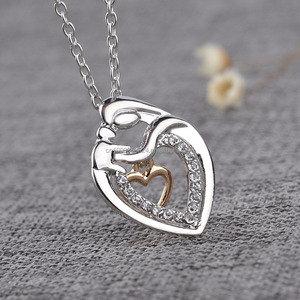Collier <span class=keywords><strong>Maman</strong></span> et Bébé Cadeau Fête des Mères Mère <span class=keywords><strong>Maman</strong></span> Fils Fille Enfant Cristal Strass Pendentif en Forme de Cœur Collier <span class=keywords><strong>pour</strong></span> Femmes - Product Image 4