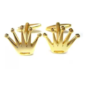 Cheap Jewelry New Product 24K Gold Cufflinks Crown Crystal Cufflinks