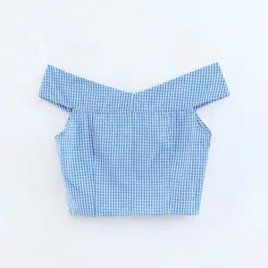 Áo Hở Vai Cho Nữ, Áo Crop Top Kẻ Sọc Màu Xanh Dương Thời Trang Phong Cách Hàn Quốc Phối Váy